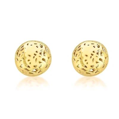 Image of Carissima Gold Women&#039;s 9 ct Yellow 7mm Filigree Dome Stud Earrings