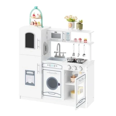 Image of WOLTU Childern&#039;s Pretend Play Kitchen Toy Set for Kids with Oven Stove Refrigerator Microwave and Sink