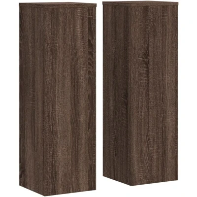Image of vidaXL Plant Stand 2pcs Brown Oak 25x25x80 cm Engineered Wood