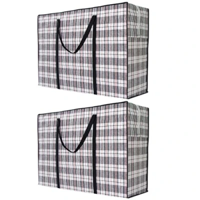 Image of 2PCS Laundry Bags, Large Strong Durable Storage Bags for Moving House Shopping and Laundry, Jumbo Reusable Zip Bag 60x45x20Cmx120,M