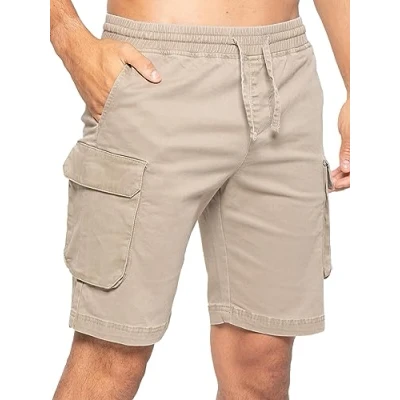 Image of 989Zé ENZO Mens Shorts Cargo Combat Casual Cotton Summer Stretch Regular Fit with Pockets EZS613 Beige XXL