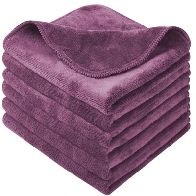 Image of Microfibre Face Cloth Makeup Remover Facial Washcloths Cleaning Towels For Eye Exfoliating Bath 30CM X 6 PACK Maroon