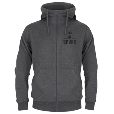 Image of Tottenham Hotspur FC Official Football Gift Mens Fleece Zip Hoody Grey Large