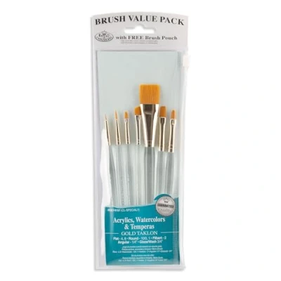 Image of Royal and Langnickel RSET 9157 Taklon Variety Brush Set Gold (Pack of 7)