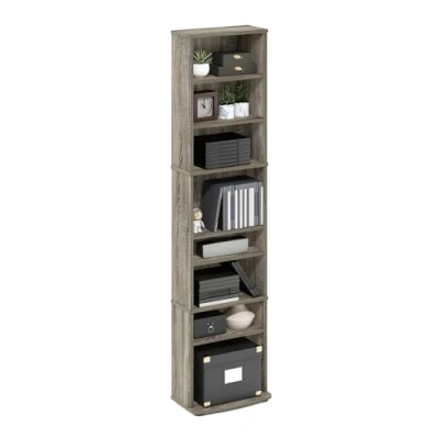 Image of Furinno JAYA Space Saving Multimedia Storage Tower, French Oak, 8 Tier