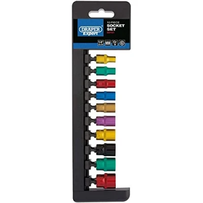 Image of Draper Metric Coloured Socket Set, 1/4&quot; Sq. Dr. (10 Piece)
