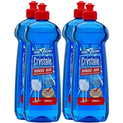 Image of Crystale Rinse Aid Streak Free Dish Cleaner 500ml (4 Bottles)
