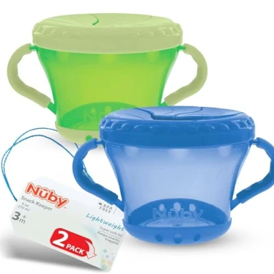 Image of Nuby 2 Pack Snack Keepers, Blue and Green