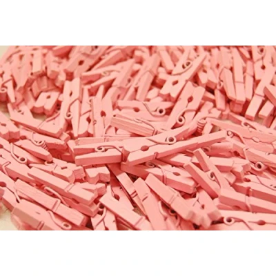 Image of celloexpress Pack of 50 25mm Mini Wooden Craft Pegs Pink