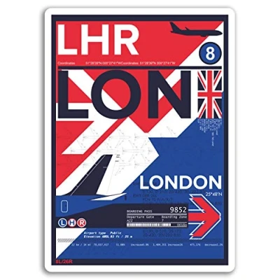 Image of 2 x 10cm London Airport Vinyl Stickers England Sticker Laptop Luggage #17162 (10cm Tall)