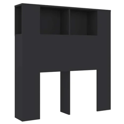 Image of vidaXL Headboard Cabinet Indoor Bookcase Home Bedroom Bed Backboard Furniture Accessory Black 100x18.5x104.5 cm