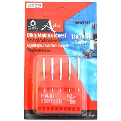 Image of Ozelaplus Universal Sewing Machine Pack of 5 Needles Size 12/80 For Woolens, Silver,