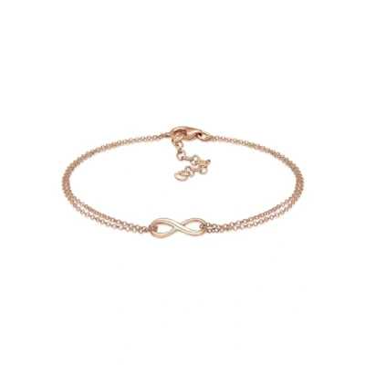 Image of Elli Women&#039;s 925 Sterling Silver Gold Plated Genuine Jewellery Wristwear Link and Chain Infinity Friendship Love Bracelets of Length 18 cm