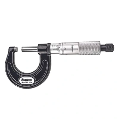 Image of Starrett 436.1XRL 1 Outside Micrometre, Ratchet Stop, Lock Nut, Carbide Faces, 0 1&quot; Range, 0.001&quot; Graduation