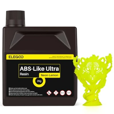 Image of ELEGOO ABS Like Ultra Resin Neon Lemon 2000G, UV Curing 3D Printer with High Toughness and Excellent Fluidity, Printing For LCD Printers