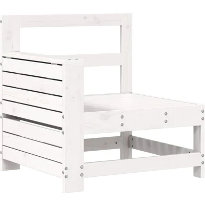 Image of vidaXL Garden Armrest Sofa with Side Table White Solid Wood Pine