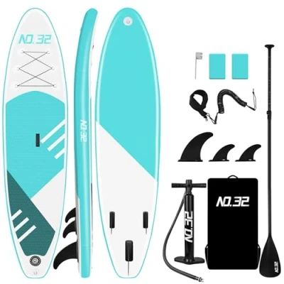Image of 10ft / 3m Inflatable Stand Up Paddle Board SUP Beginner&#039;s Surfboard Kit w/Adjustable Air Pump w/Pressure Guage Repair Premium Leash &amp; Carry Backpack