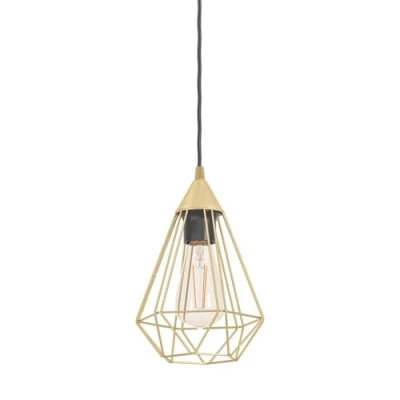 Image of EGLO Pendant lighting Tarbes, ceiling light fitting made of brushed brass, metal hanging lamp for dining and living room, E27 socket, Ø 6.9 inches