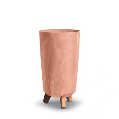 Image of URBN GARDEN Tall Slim Terracotta Look Plastic Planter Flower Soil Pot Indoor Outdoor With Legs