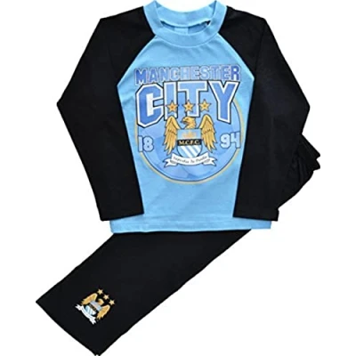 Image of Boys Manchester City Football Club Long Pyjamas Size 4 5 Years Blue