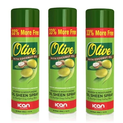 Image of ican London Olive Oil Moisturizing Sheen Spray With Coconut 3 x 500ml (Trio Pack)