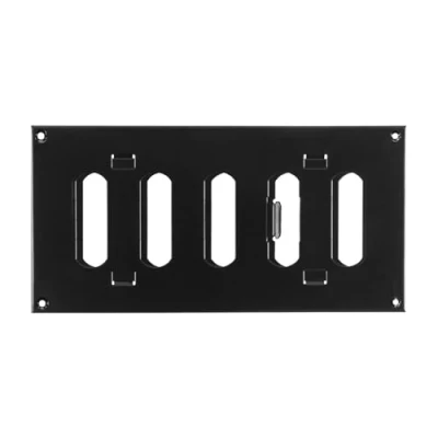 Image of Prostko LTD Black Metal Air Vent Grille/200mm x 100mm/with Adjustable Shutter/Modern Flat Louvre Duct Cover