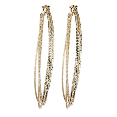 Image of Clip On Hoop Earrings Gold Plated With Three Hoops Delta