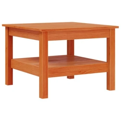 Image of vidaXL Solid Wood Pine Coffee Table Wax Brown, 55x55x40 cm, Modern Square Shape with Storage Shelf for Living Room, Lounge