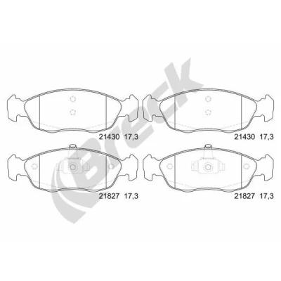 Image of 415188, 425134, 425142, 425167, 425482 Brake pad set BRECK 21827 00 702 not prepared for wear indicator PEUGEOT: 306 Hatchback, 106 II Hatchback