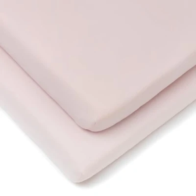 Image of Clair de Lune 2 Pack Fitted Jersey Cotton Cot Sheets 60 x 120 cm (Pink)