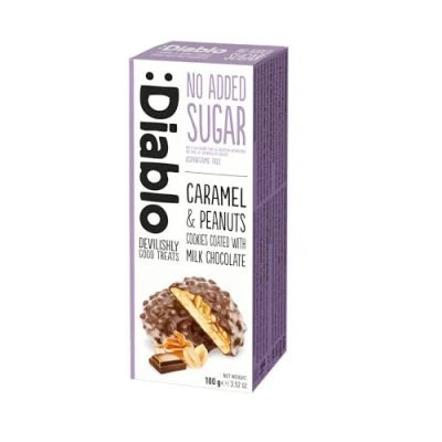 Image of Diablo No Added Sugar Caramel &amp; Peanuts coated with Milk Choclate 100g (Pack Of 1)