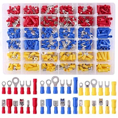Image of Glarks 540pcs 22 16/16 14/12 10 Gauge Mixed Quick Disconnect Electrical Insulated Butt Bullet Spade Fork Ring Solderless Crimp Terminals Connectors Assortment Kit