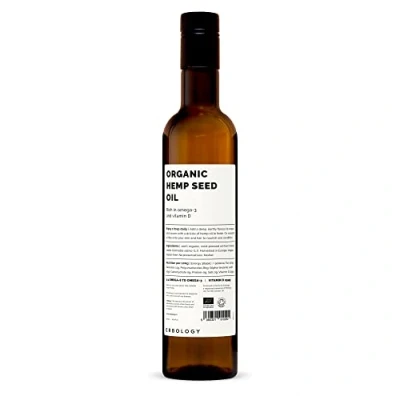 Image of Erbology Organic Hemp Seed Oil 500ml Cold Pressed Premium Quality Rich in Omega 3 Source of Vitamin D Straight from Farm Non GMO No Additives or Preservatives Recyclable Glass Bottle
