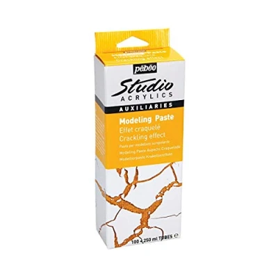 Image of PEBEO 524440 Studio Acrylics Auxiliaries Modelling Paste Crackling Effect kit, White, 100+250ml