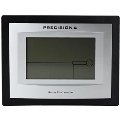 Image of Precision Silver LCD Radio Controlled Alarm Clock, Black