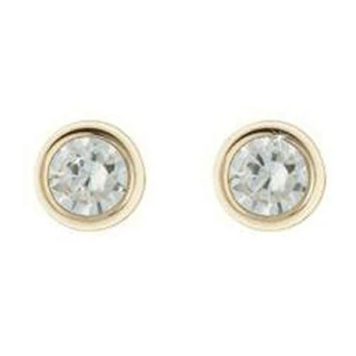 Image of 9ct Yellow Gold 3mm cubic zirconia cz round rubover stud earrings