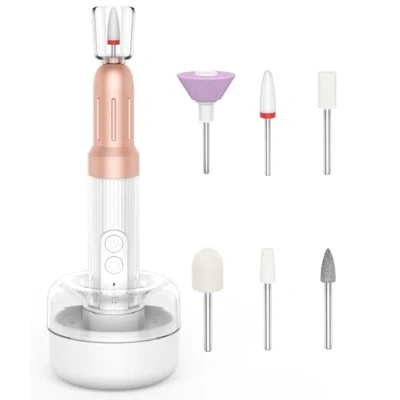 Image of Electric Nail Drill, Professional Acrylic Drill Machine for Gel, Nails, Portable USB File Efile Set Manicure Pedicure Tools (White Gold)