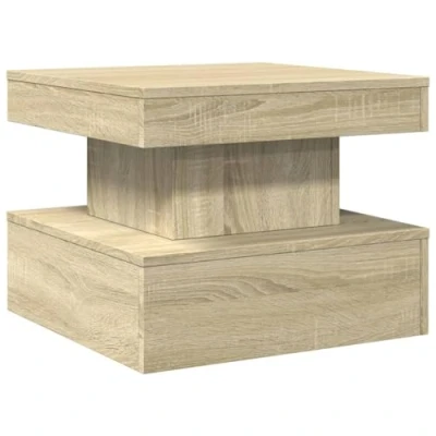 Image of vidaXL Sonoma Oak Coffee Table with RGB LED Lights Engineered Wood, Sturdy Side Tea for Living Room and Office, Modern 50x50x40 cm