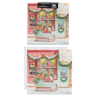 Image of Sleigh and Presents Design Multipack of 8 Charity Christmas Cards with Envelopes