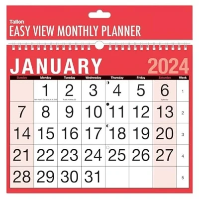 Image of 2024 WALL CALENDAR HOME OFFICE, EASY/LARGE/SLIM/MEMO/ 3 MONTH TO View (Easy Planner MTV In Hanging)