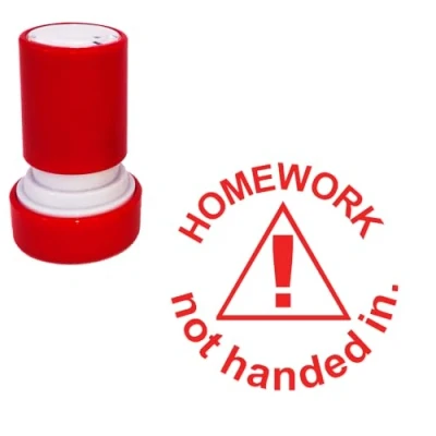 Image of Homework not Handed in.Teacher Stamp. Reinkable, Self Inking Stamp, Red Ink^