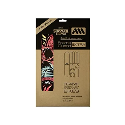 Image of All Mountain Style AMS High Impact Frame Guard Extra Protects your bike from scratches and dings, Stranger Things Demogorgon Black