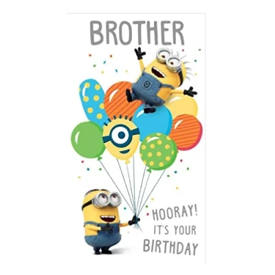 Image of Danilo Cards Brother Minions Card, Happy Birthday Card Minions, Despicable Me Card,Multi,9 x 5