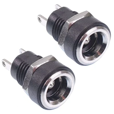 Image of 2.5mm x 5.5mm Round Panel Chasis Mount Female Socket DC Connector Jack Plug (Pack of 2)