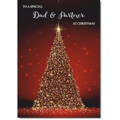 Image of doodlecards Dad and Partner Christmas Card Red Tree Medium Size for &amp; with Plain Envelope