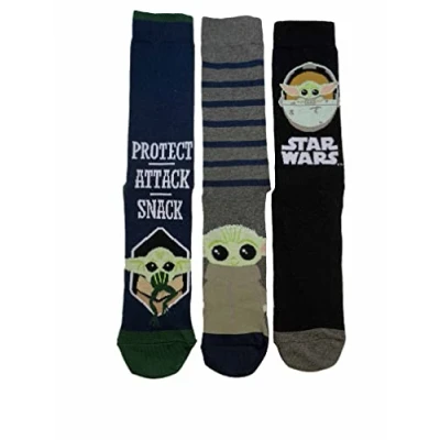 Image of HDmirrorR Baby Yoda Grogu Star Wars Pack Of 3 Men&#039;s Socks Size 6 11