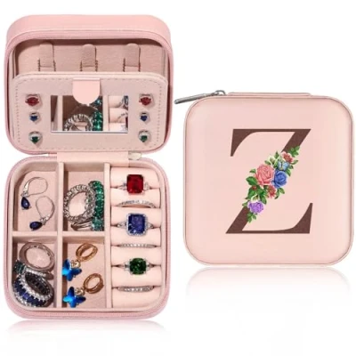 Image of TINGN Travel Jewellery Case, Organiser,Mirrored Box, Teenage Girls Gifts, Personalised Box Z