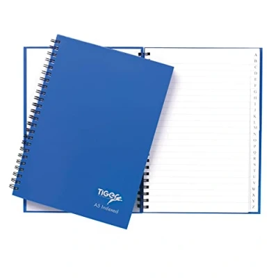 Image of Tiger Stationery INDEX NOTE BOOK SIZE A5 HARD COVER TWIN WIRE 72 SHEETS