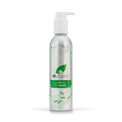 Image of Dr Organic Aluminium Refill Bottle with Pump Dispenser, Empty Refillable for Shampoo, Conditioner, Shower Gel &amp; Body Wash, 250ml