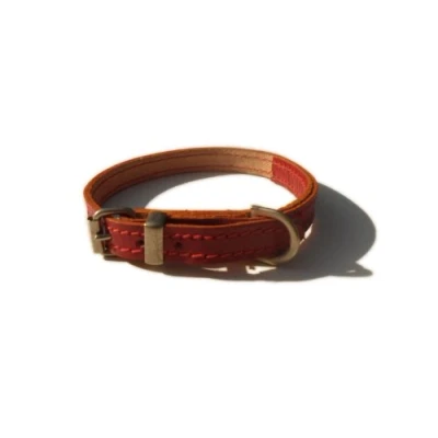 Image of Bridle Leather Dog Collar (Red, 14&quot; x 1/2&quot; (inches))